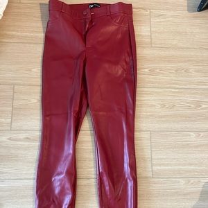 Zara red leather pants